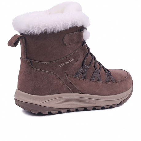 Кроссовки Strobbs с мехом женские F8532-17 коричневые. Изображение 3 из 4