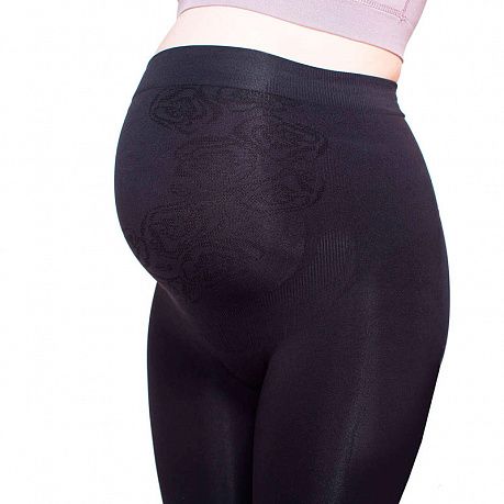 Легинсы для беременных Фэст бесшовные Б-154 черные с узором. Изображение 3 из 3